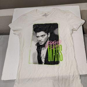 Bruno Mars White Graphic Tee